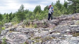 A hot girl has sex directly on the stones in nature, it’s a great view!
