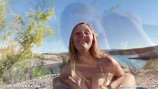 Horny Hiking Molly Pills gets her booties pounded outdoors