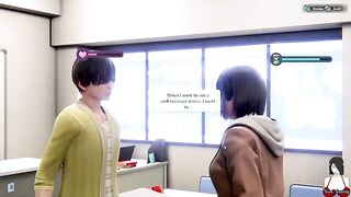3D hentai school girl Yuna has sex in her room with everyone