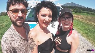 Two couples have a foursome sex party in the camper