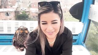 Outdoor sex with blowjob and riding on a cable car