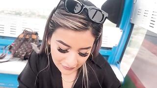 Outdoor sex with blowjob and riding on a cable car