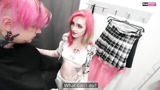 A man fucked a girl in the changing room of a dress shop