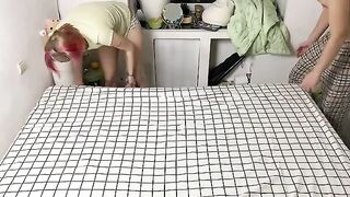A man proposes to his girlfriend in a passionate, homemade scene