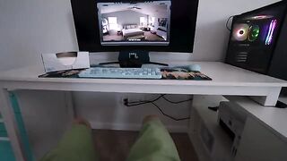 Spy drone caught petite brunette wanking off, stepbrother filmed it all in 4K