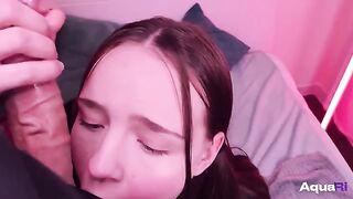 A cute schoolgirl got a mouthful of cum in this hot scene