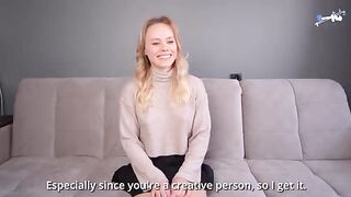 A cute blonde with a big ass fucks for the first time on casting