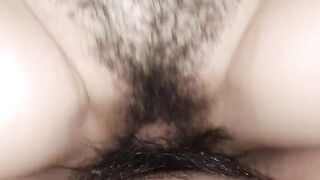 A woman has an orgasm from a man who ejaculates inside her pussy