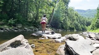 Real couple AmyGabe got naked and fucked on a mountain hike