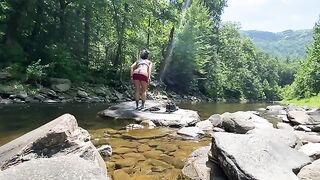 Real couple AmyGabe got naked and fucked on a mountain hike