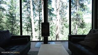 A girl lives in the woods and entertains herself