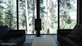 A girl lives in the woods and entertains herself