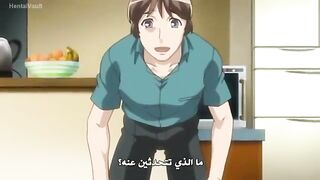 A hot wife offers herself to her husband in a steamy anime scene