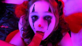 The kinkiest clown face fuck and cum on her face ever