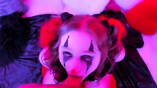 The kinkiest clown face fuck and cum on her face ever
