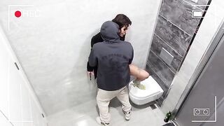 My wife enjoys herself with her girlfriends in the club's WC