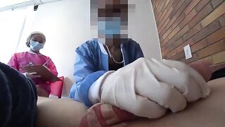 Two wild nurses examined my cock in a hospital setting