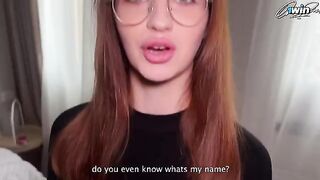 Pervert stepdad fucked slim 18 y.o. redhead with glasses in POV style