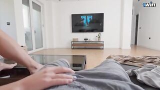 My stepsister services my big cock when parents aren’t home
