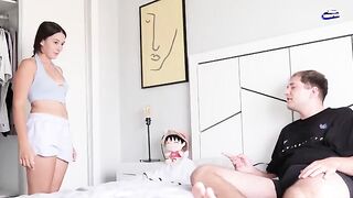 Guy caught his stepsister spying on him jerking off in the closet