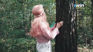 Babe got lost in the forest and met a forester with an impressive size