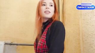 A busty girl got fucked in the corridor by a YouTuber