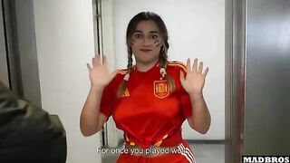 A Spanish supporter with a big ass gets fucked in the parking lot after the match