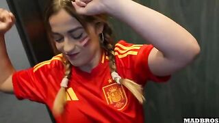 A Spanish supporter with a big ass gets fucked in the parking lot after the match