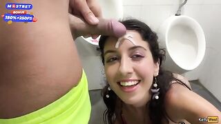 Public blowjob and cumwalk by the waterfall, risky spot to get cum on your face