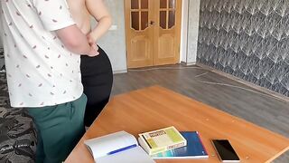 A teacher with big boobs fucks her student very hot