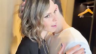 A wife got fucked by two cocks after a night out and her husband watched