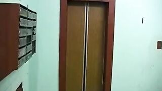 A young girl sucks her brother's dick on the balcony in a steamy scene
