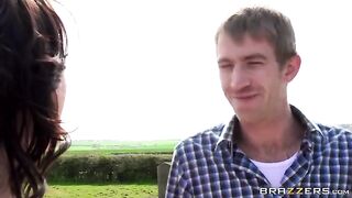 A juicy beauty was fucked by a guy on the haystack