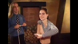 A nice woman with a big bush masturbates and caresses her pussy