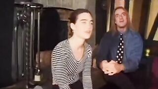 A nice woman with a big bush masturbates and caresses her pussy