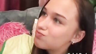 A young girl has sex with her adult lover on the couch