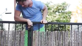 The neighbor guy fucked the busty brunette with natural tits
