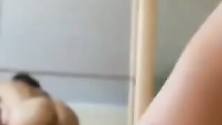 A young couple has fun at home, the girl sucks her boyfriend's dick well
