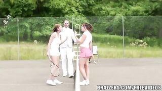 A girl received a tennis lesson from her rich friend