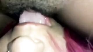 A cute girl licks the hairy pussy of her hot Latin lover