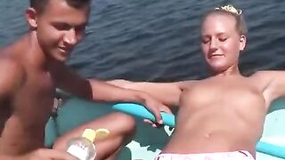 Bunch of young people get fucked outdoors on the river