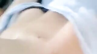 A half-naked girl tells a lie and caresses her body with her hands in this sensual video