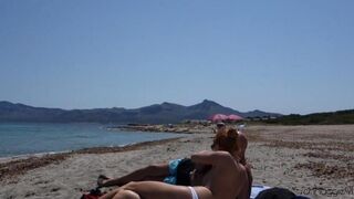 Public blowjob with cumshot on the beach, inspired by daring encounters in paradise