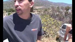 The girl was fucked in the car by two guys who picked her up