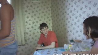 Foursome sex of two couples in their houses