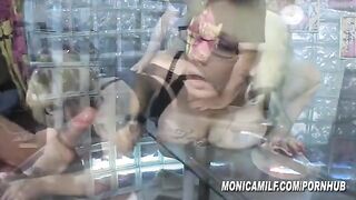 The guy stuck his cock into the pussy of a mature woman