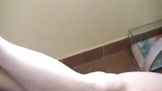 A drunk girl smoked and showed her huge natural tits