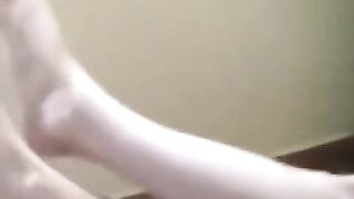 A drunk girl smoked and showed her huge natural tits