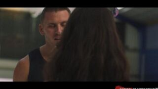 Fan got banged by a hockey player in the stadium
