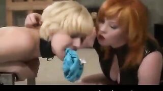 Lesbian porn with BDSM twist, featuring pain and tender sensations
